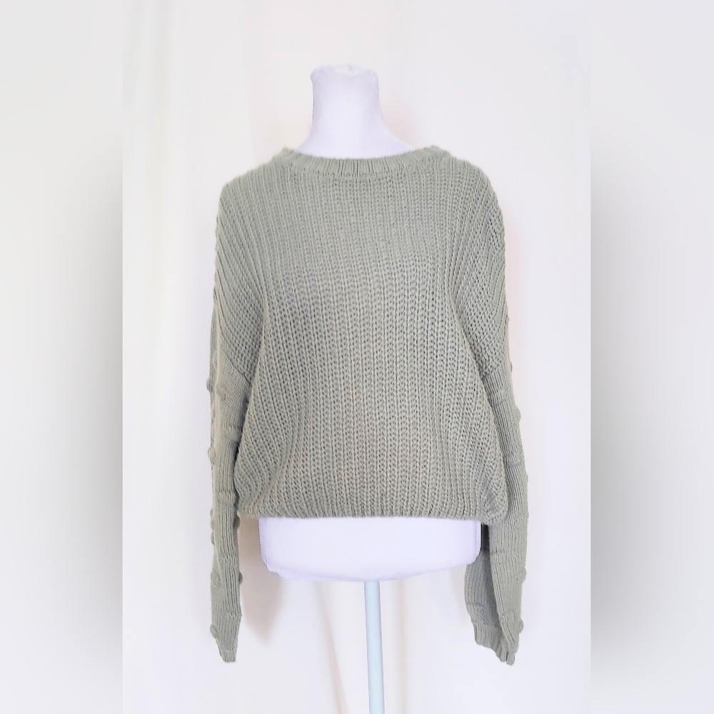 Anthropologie Moon & Madison Crewneck Long Sleeve Chunky Knit Sweater Green XS